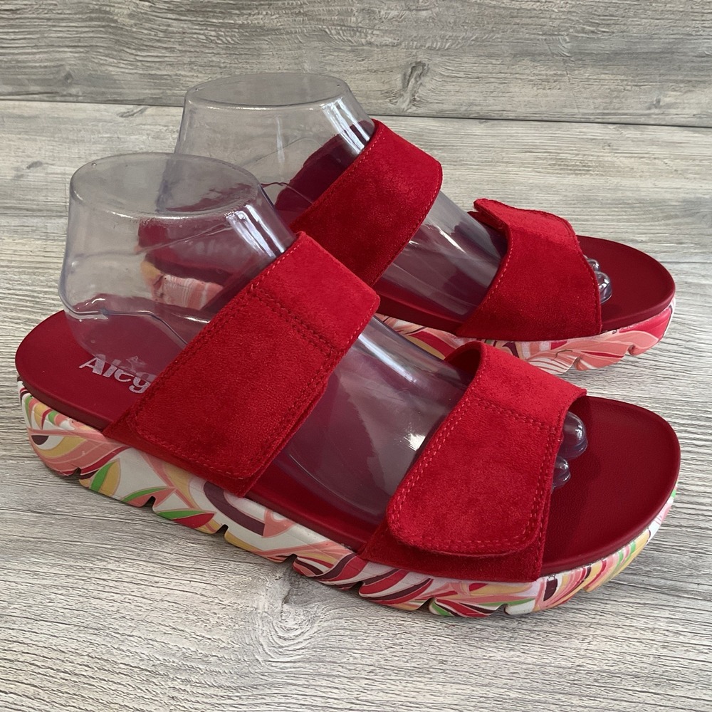 Alegria Lena Red Paisley Two Band Slide Sandals Adjustable Strap US 9.5-10 40